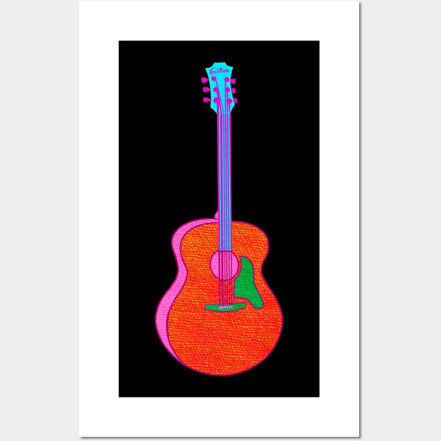 Colorful Guitar Wall Art by Kelly Louise Art